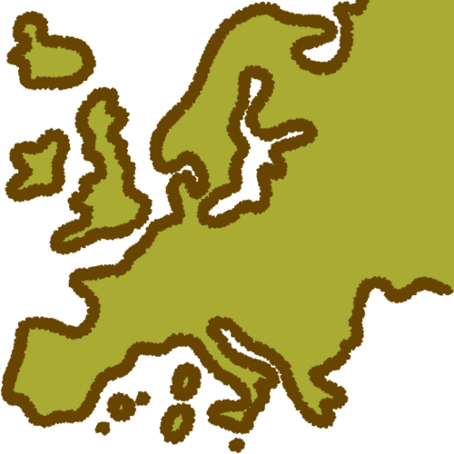 a green shape of the continent of europe